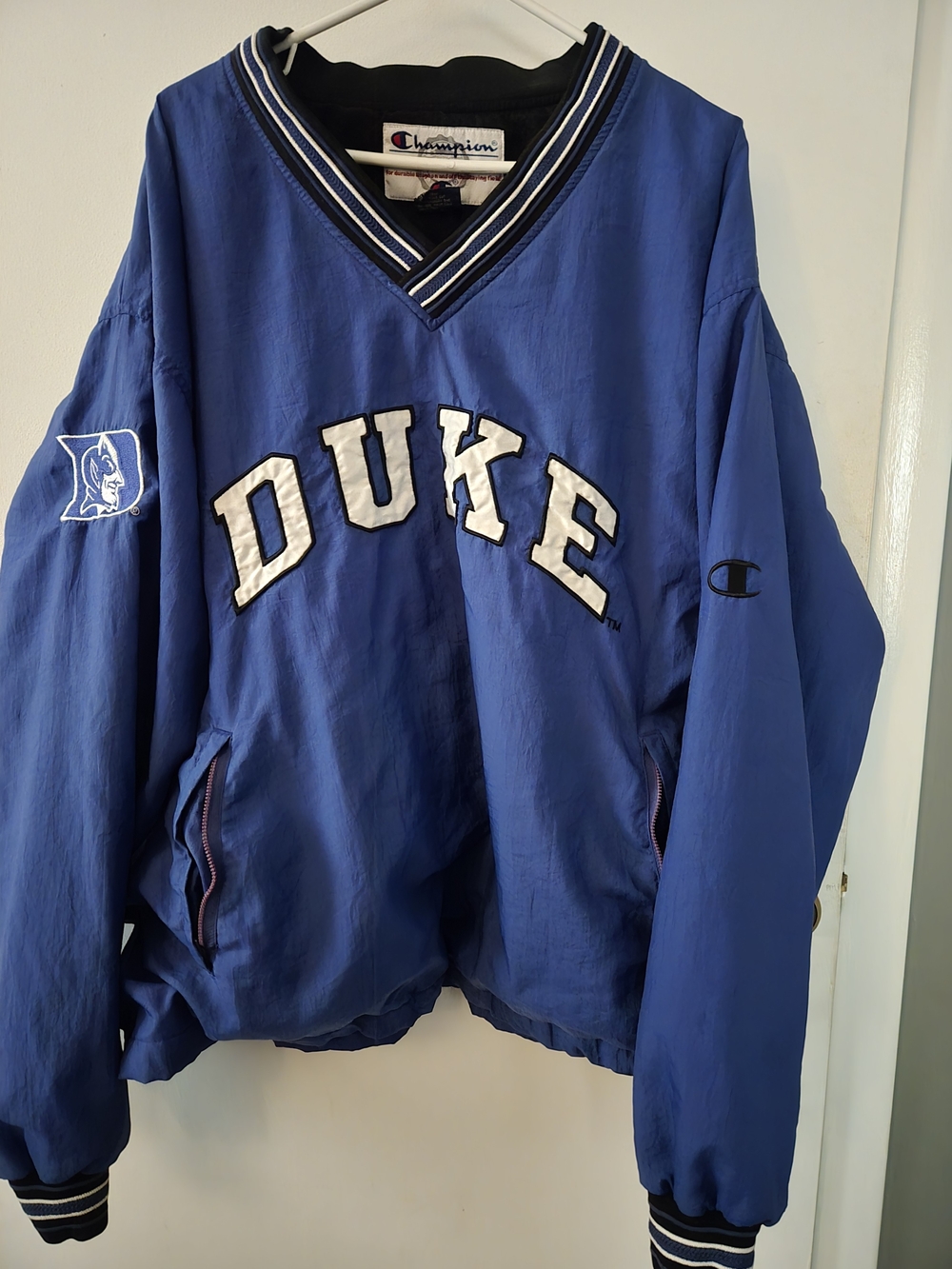 Champion Duke Blue Devils Pullover Windbreaker - Blue & White
